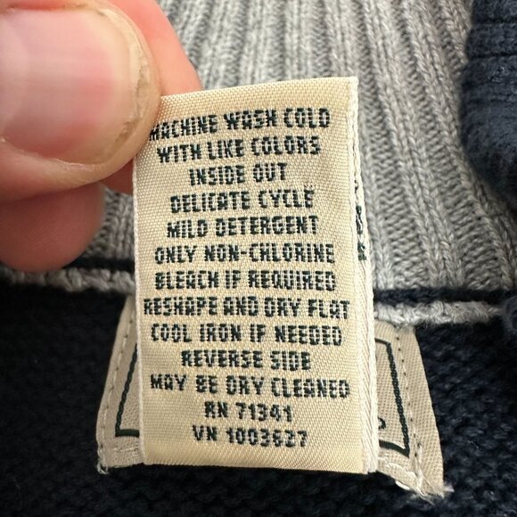 LL Bean Men's Mock Neck 1./4 Zip Pullover Knit Sweater Size XL Blue 100% Cotton - Picture 7 of 7